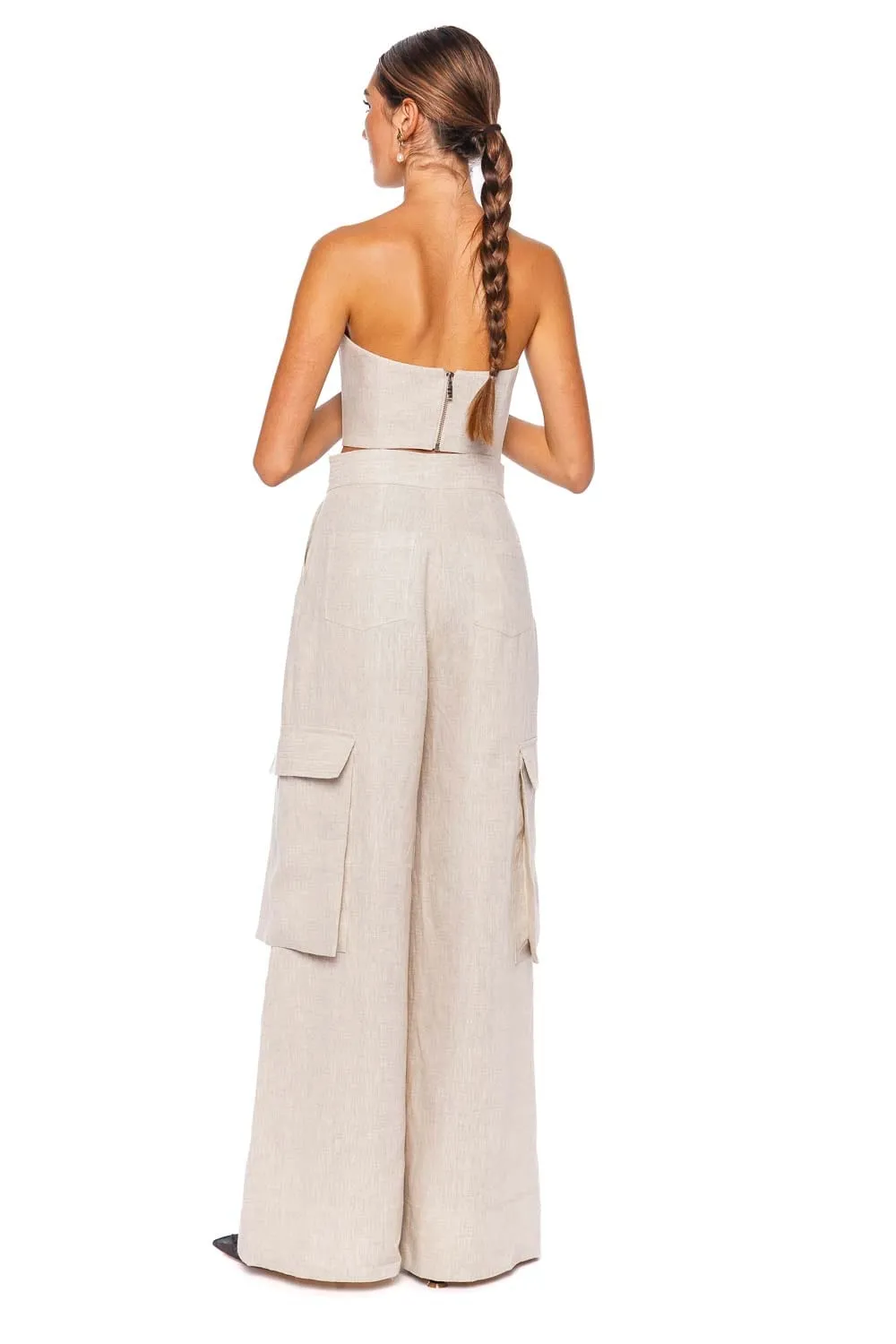 Fossiles Embroidered Linen Crop Top