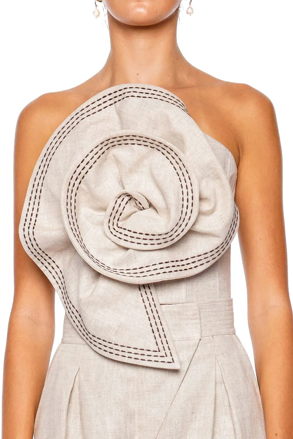 Fossiles Embroidered Linen Crop Top