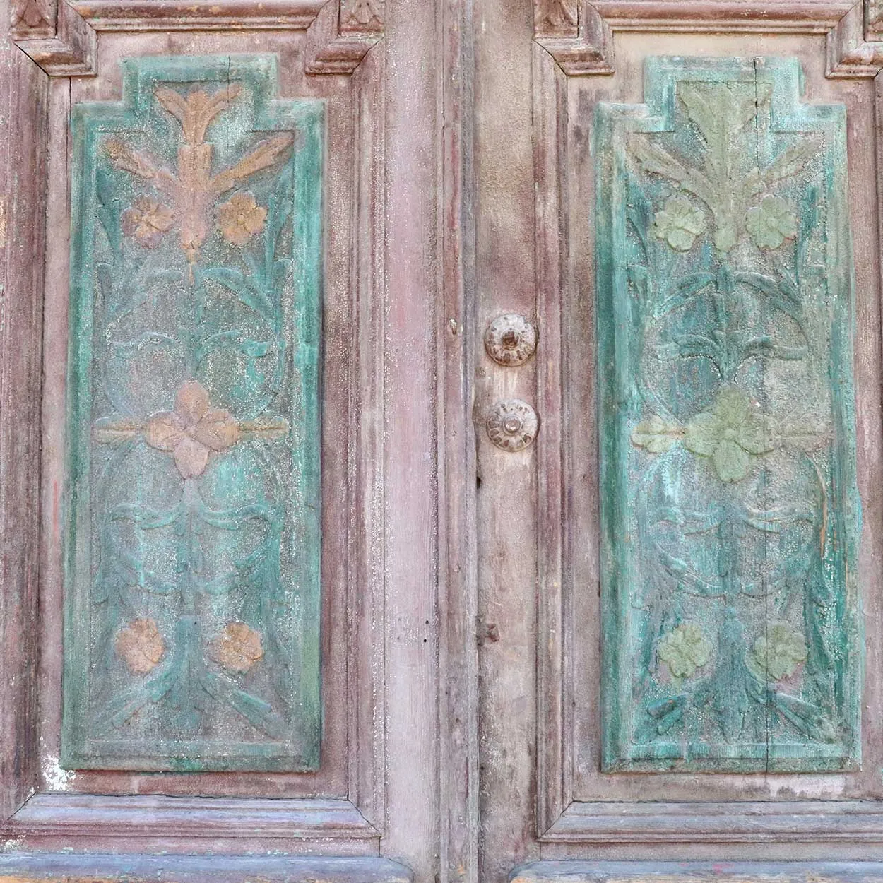 French Colonial Painted Pine Double Door