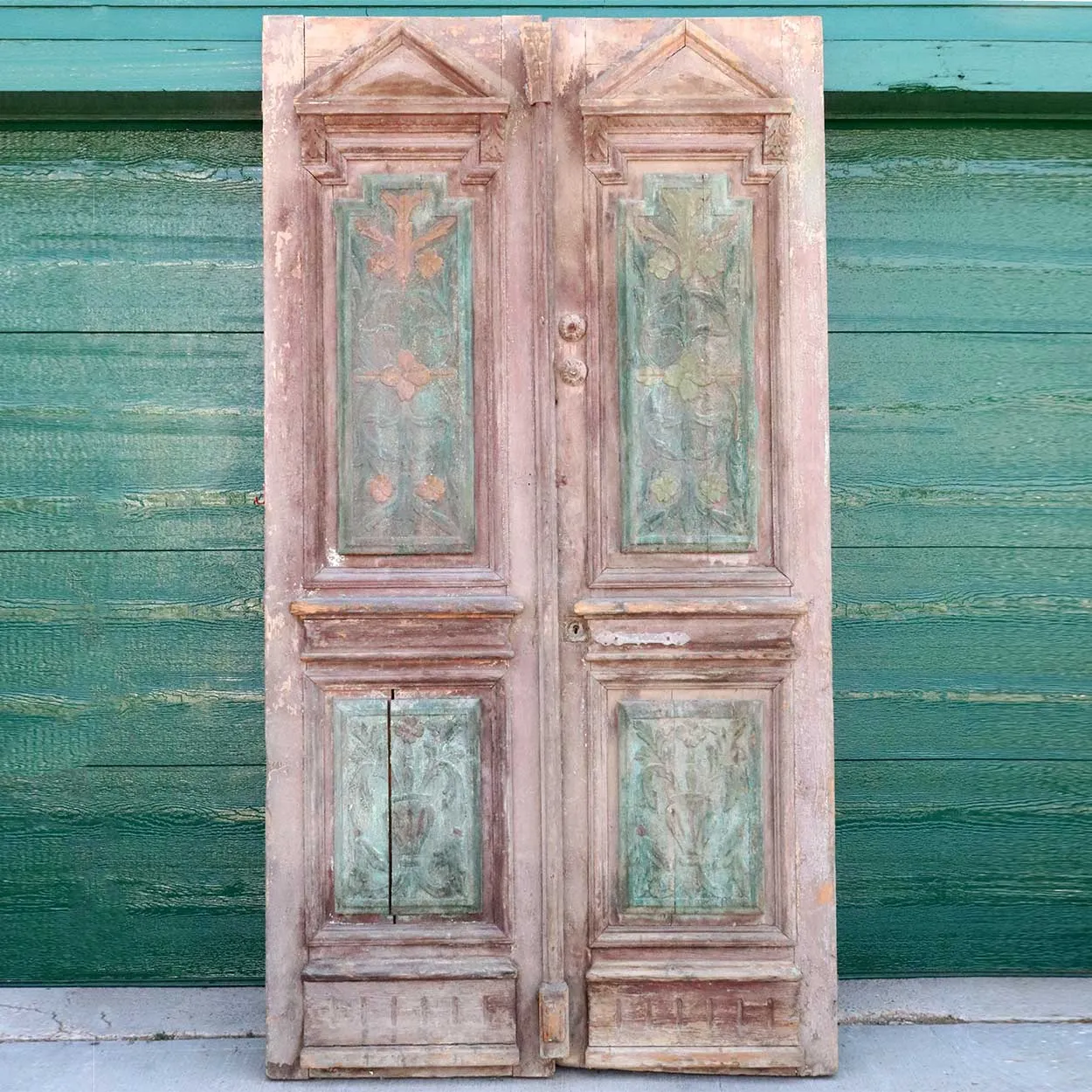 French Colonial Painted Pine Double Door