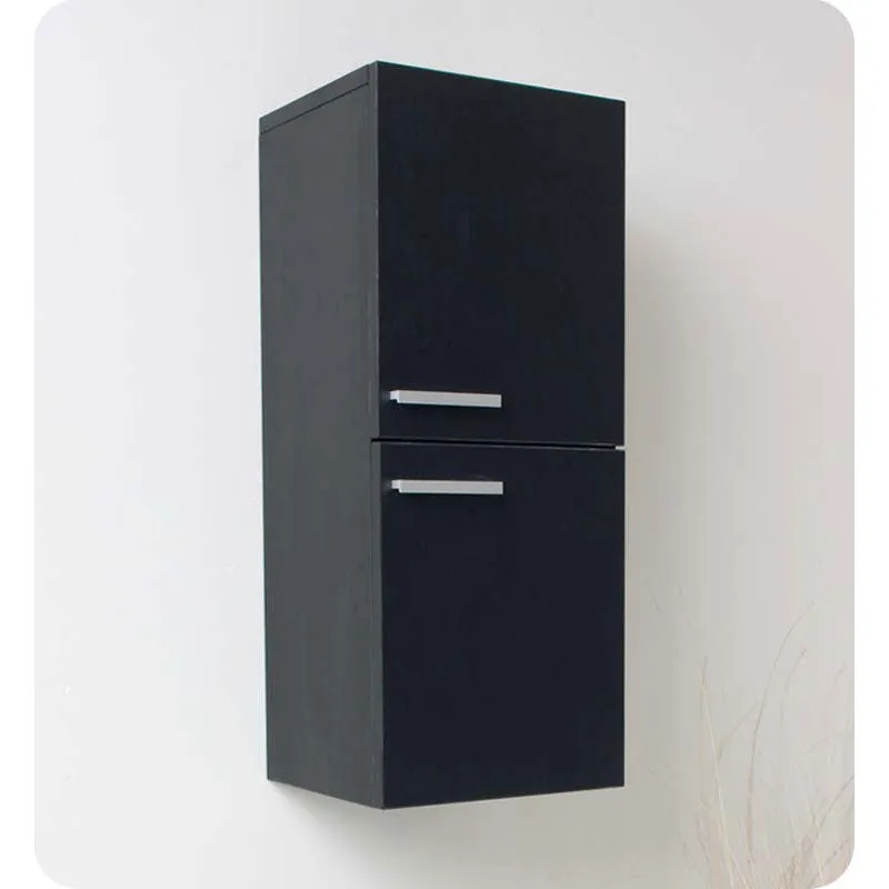 Fresca FST8091BW Black Bathroom Linen Side Cabinet with 2 Storage Areas
