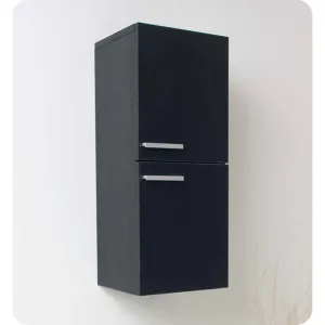 Fresca FST8091BW Black Bathroom Linen Side Cabinet with 2 Storage Areas