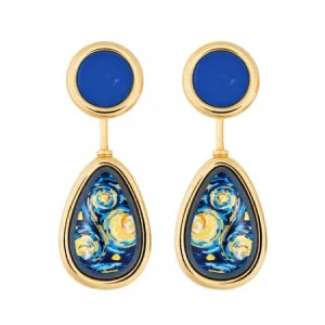Frey Wille Mini Cabochon-Blue Studs with Van Gogh Starry Night Drops