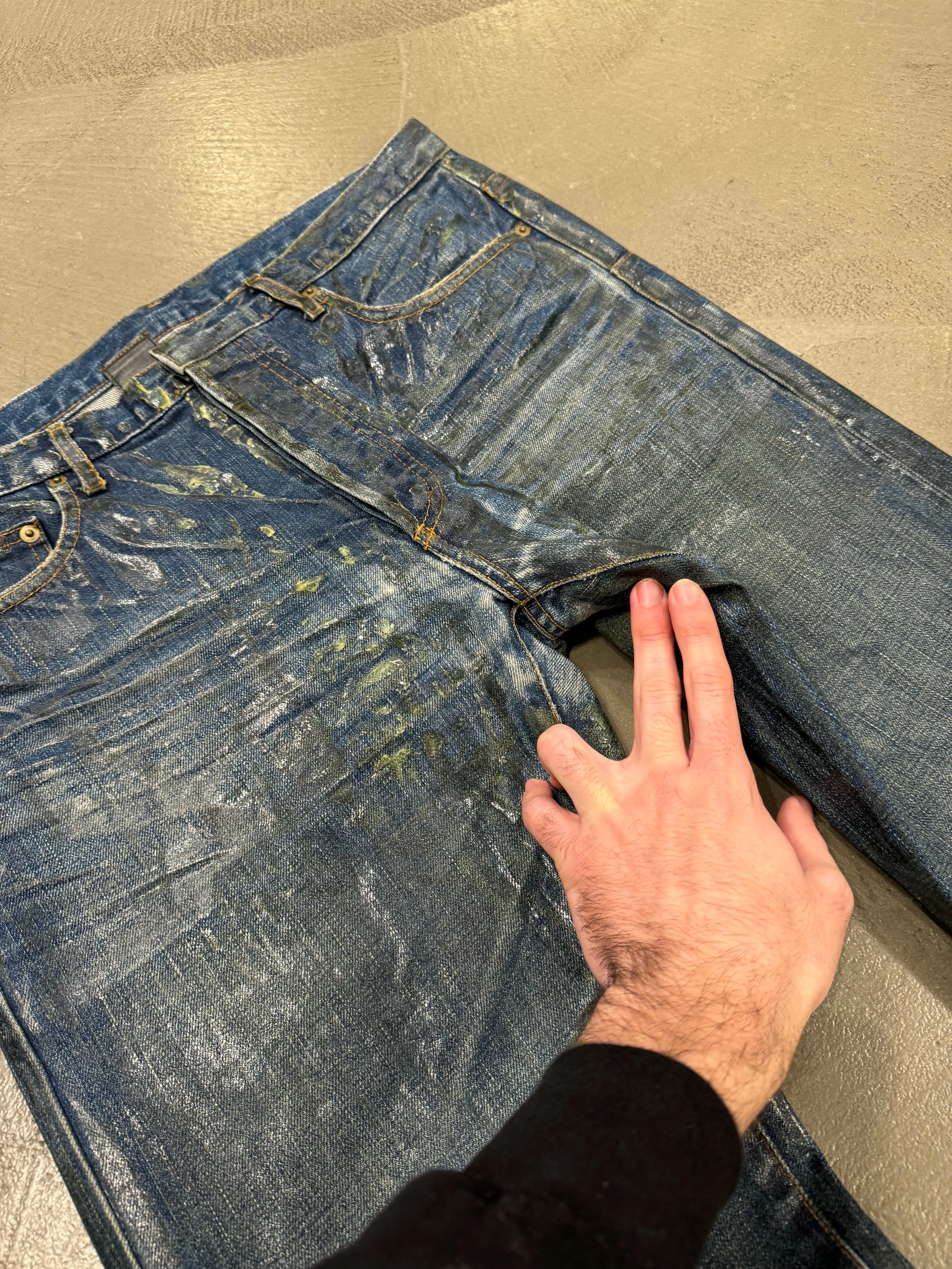 F/W 2003 Dior by Hedi Slimane green waxed denim