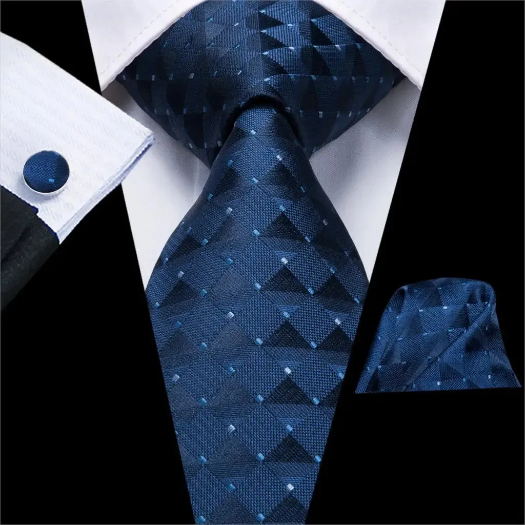 Geometric Blue – 3-Piece Tie Set