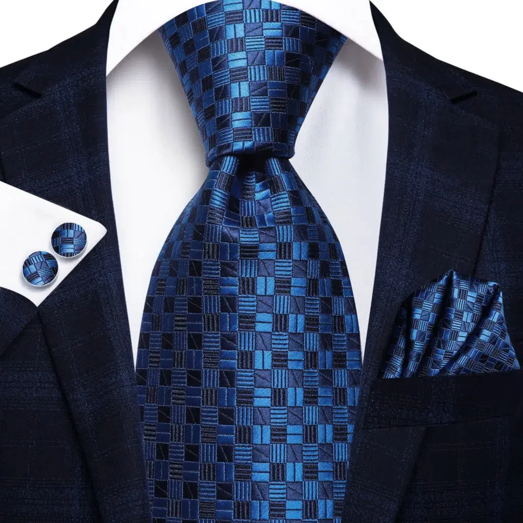 Geometric Blue – 3-Piece Tie Set