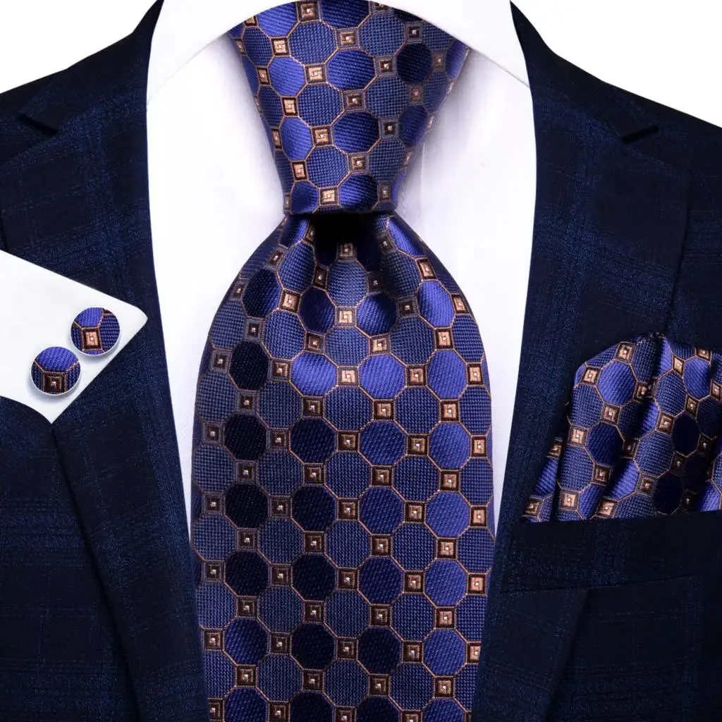 Geometric Blue – 3-Piece Tie Set