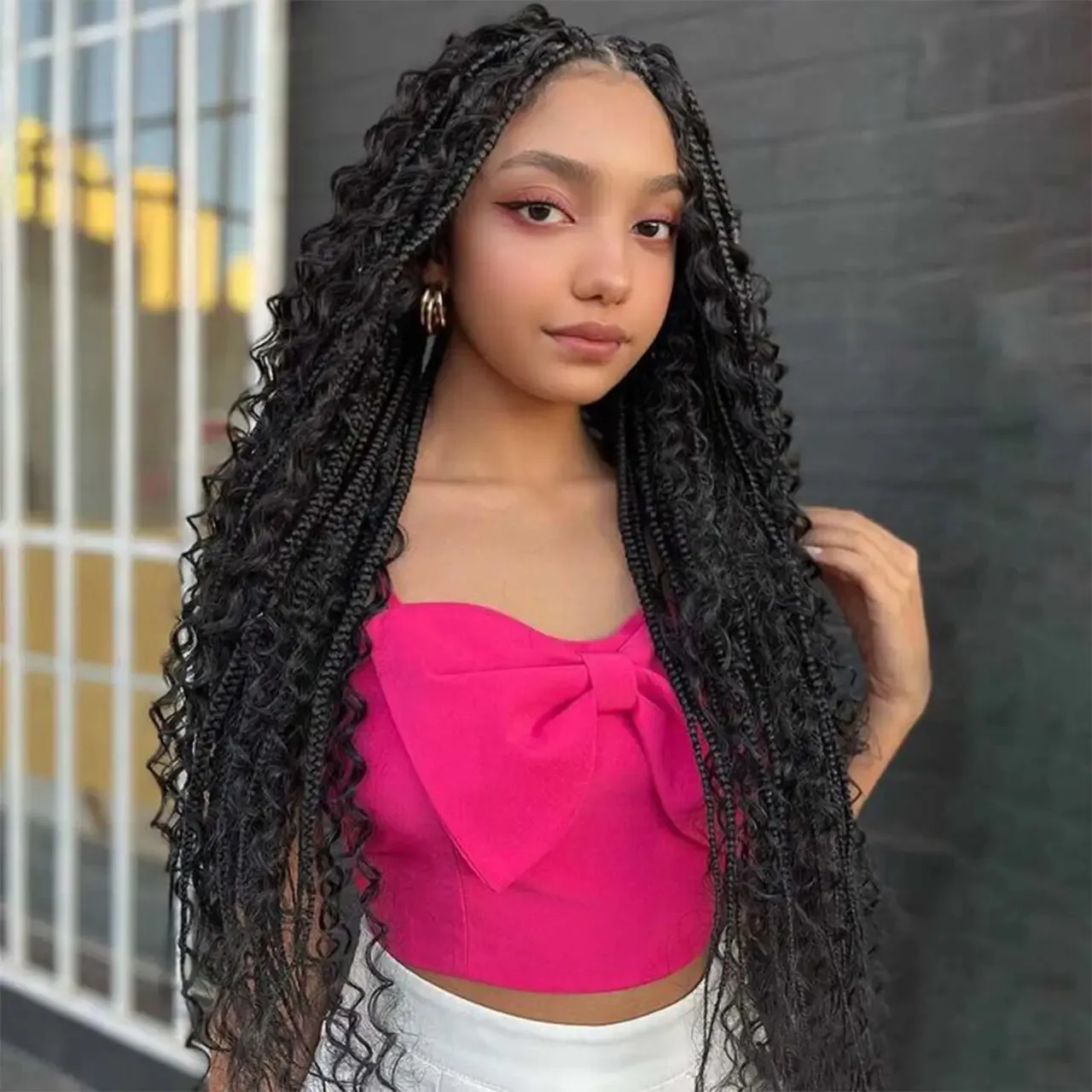 Goddess Bohemian Box Braid Full Lace Wig Knotless Virgin Hair