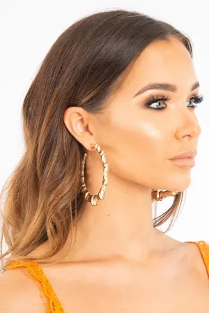 Gold Bamboo Circle Hoop Earrings - Haven