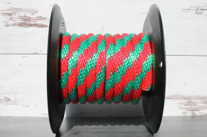 Green and Red Solid Braided Multifilament Polypropylene Rope