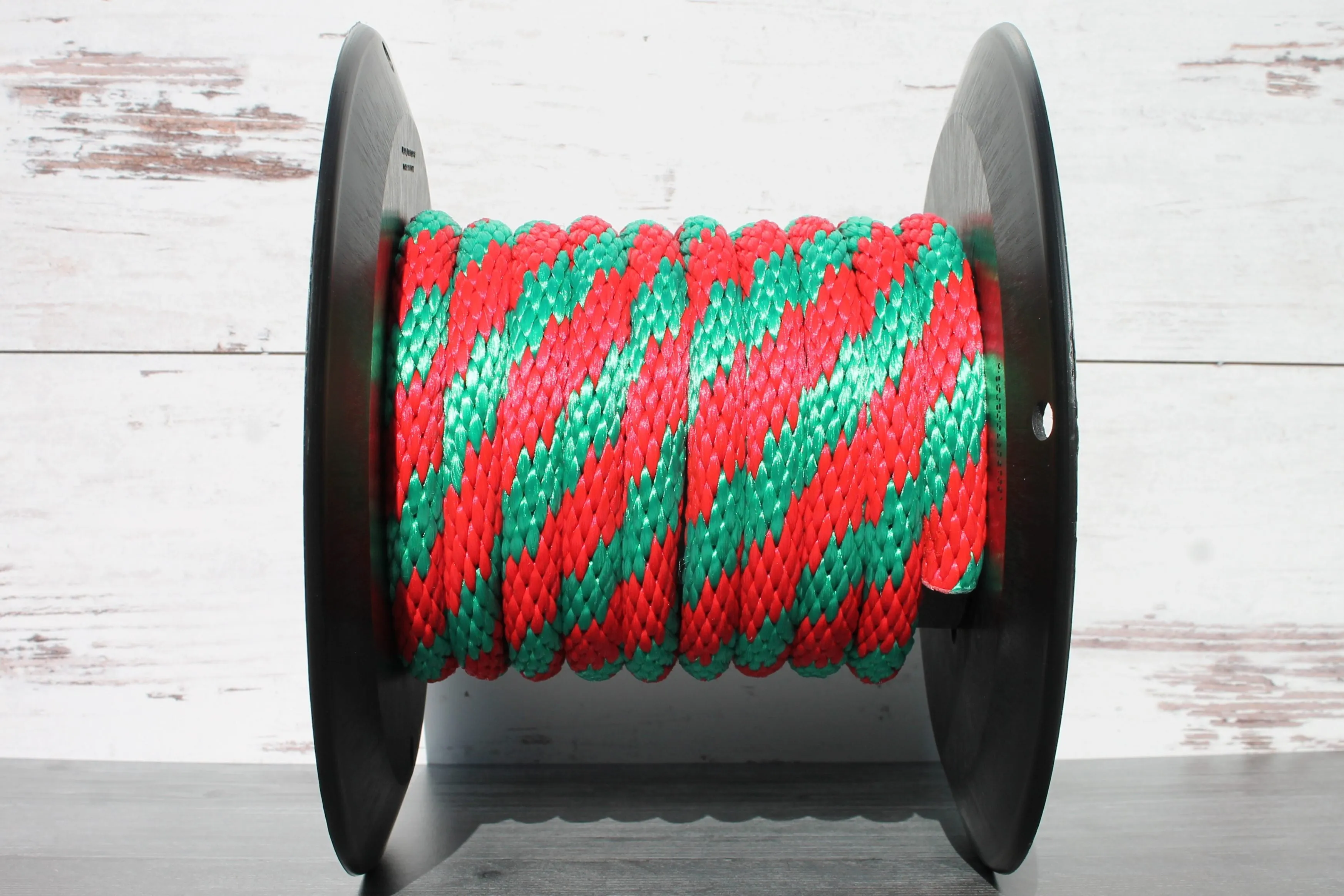 Green and Red Solid Braided Multifilament Polypropylene Rope