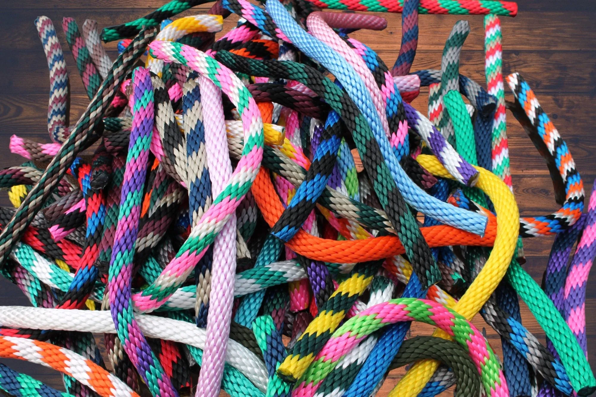 Green and Red Solid Braided Multifilament Polypropylene Rope