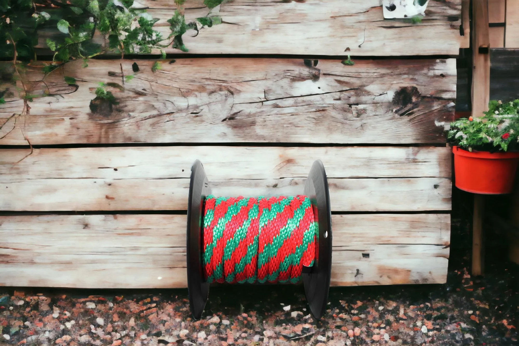 Green and Red Solid Braided Multifilament Polypropylene Rope