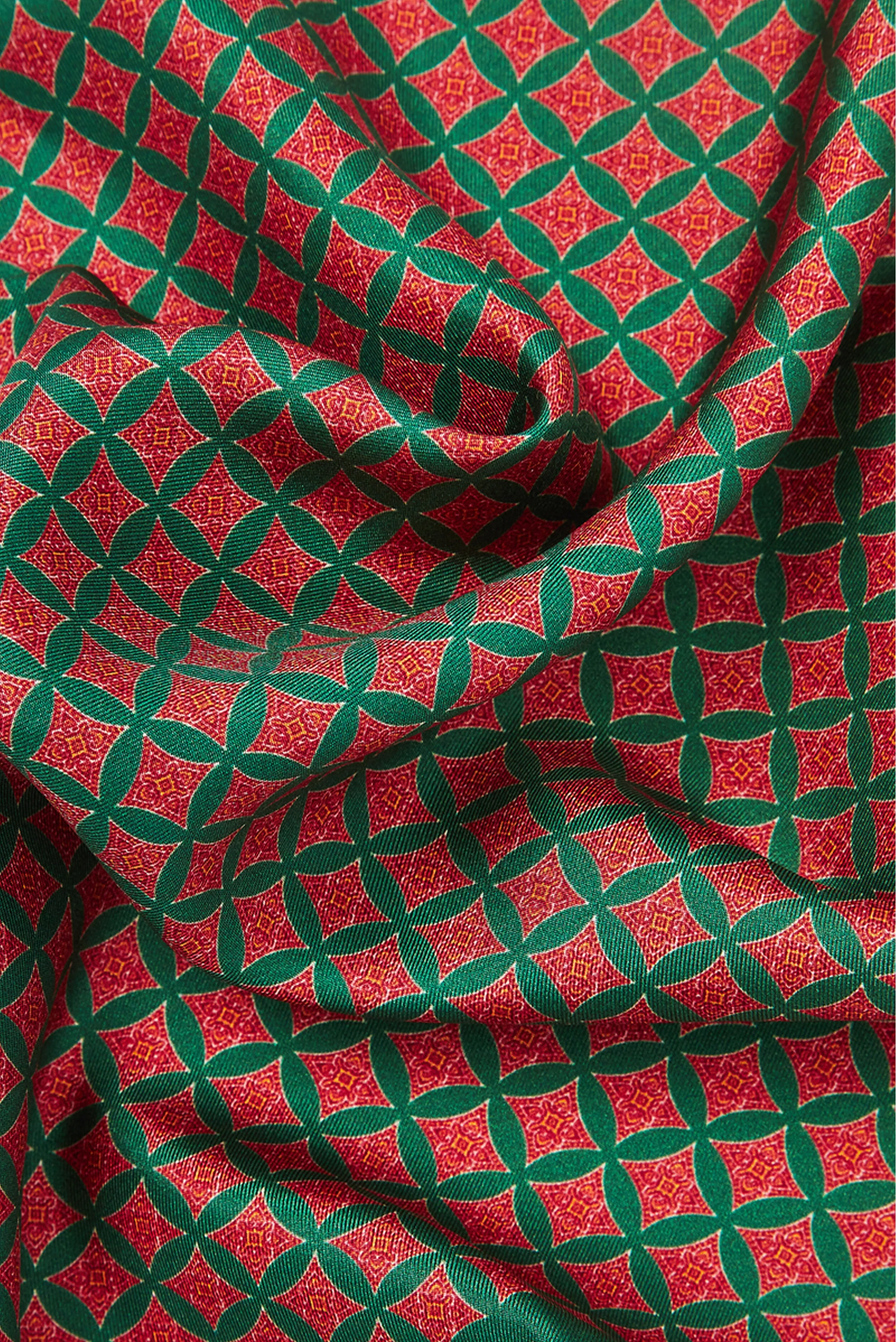 Green Geometric Silk Pocket Square