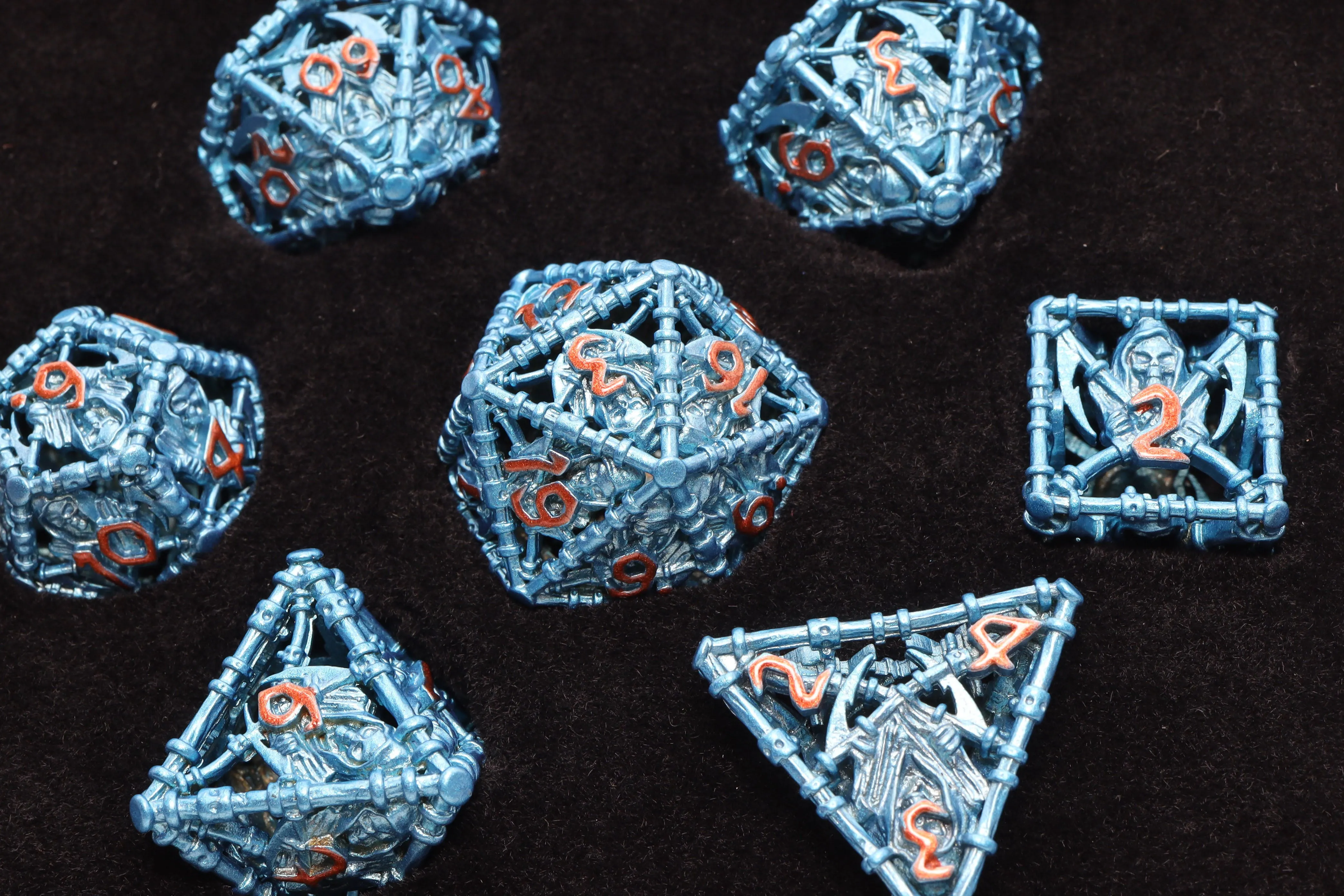 Grim Scythe: Blue - Metal RPG Dice Set