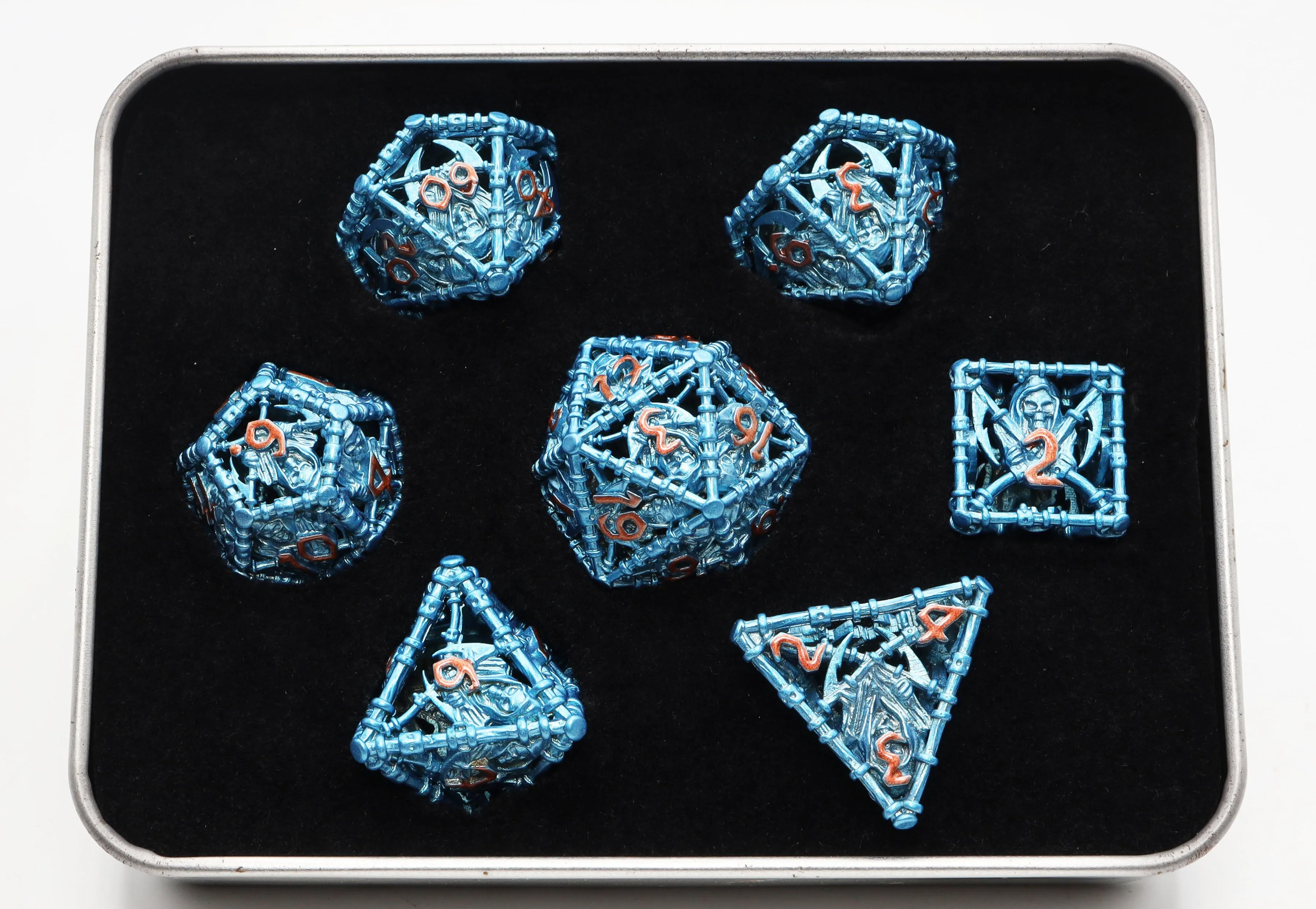 Grim Scythe: Blue - Metal RPG Dice Set