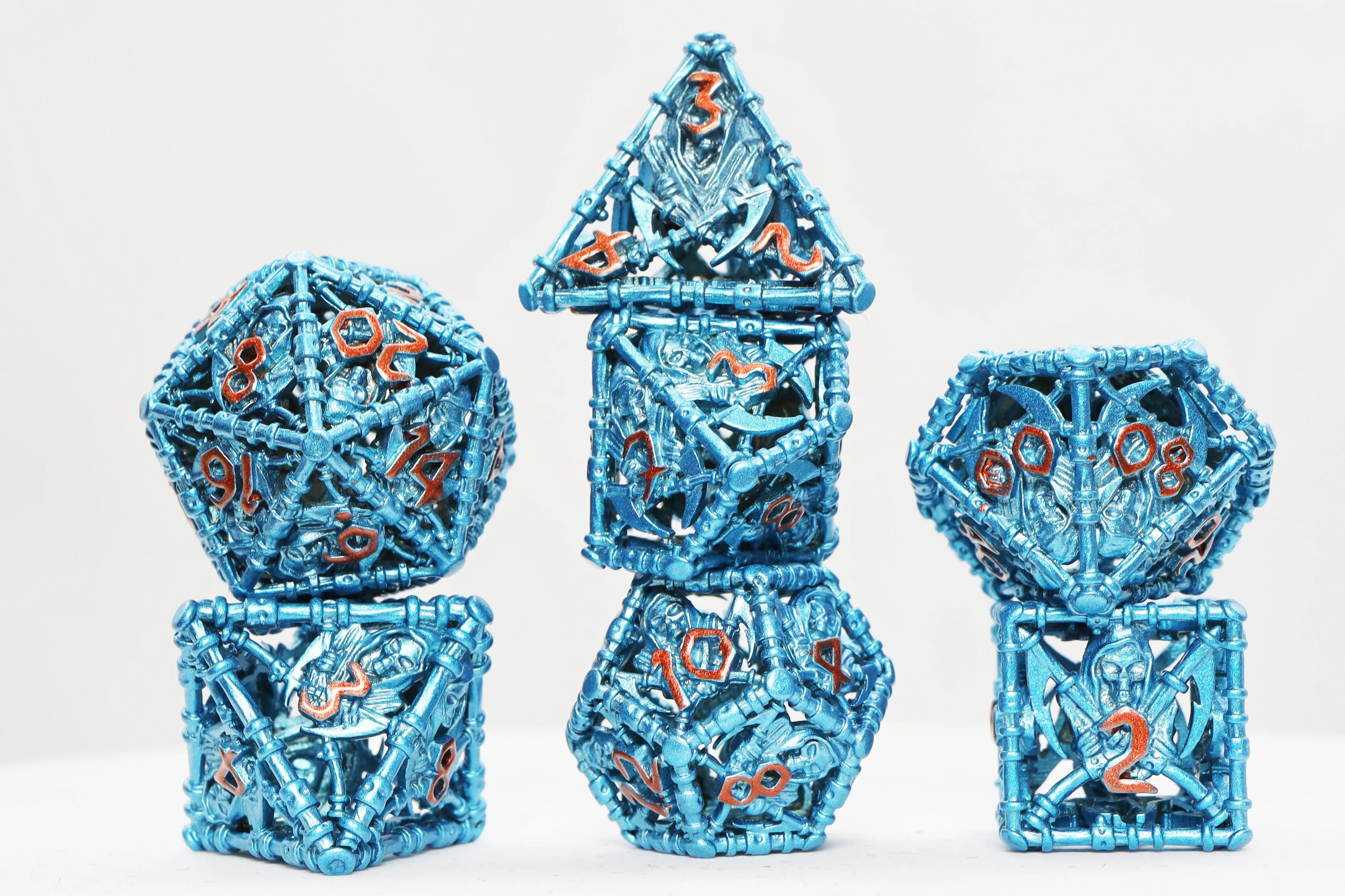 Grim Scythe: Blue - Metal RPG Dice Set