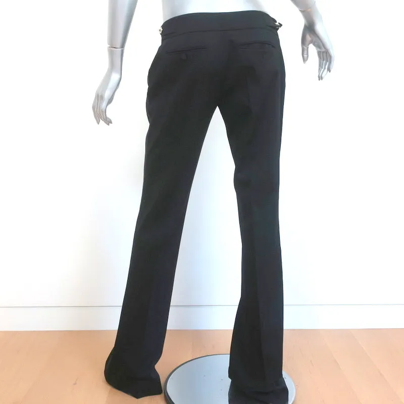 Gucci 2006 Crystal Clasp-Embellished Pants Black Stretch Wool Size 42