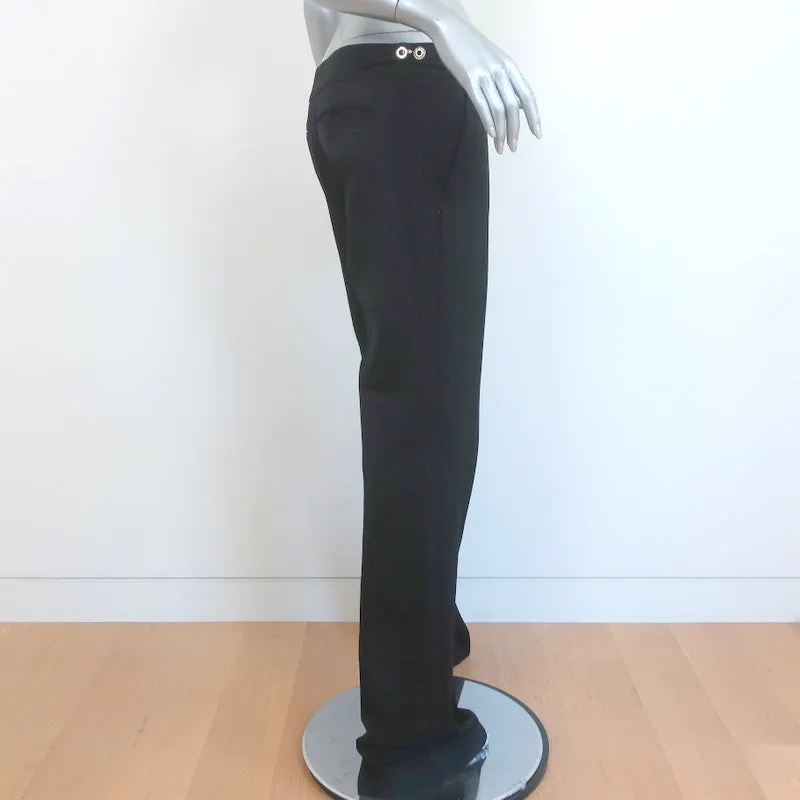 Gucci 2006 Crystal Clasp-Embellished Pants Black Stretch Wool Size 42