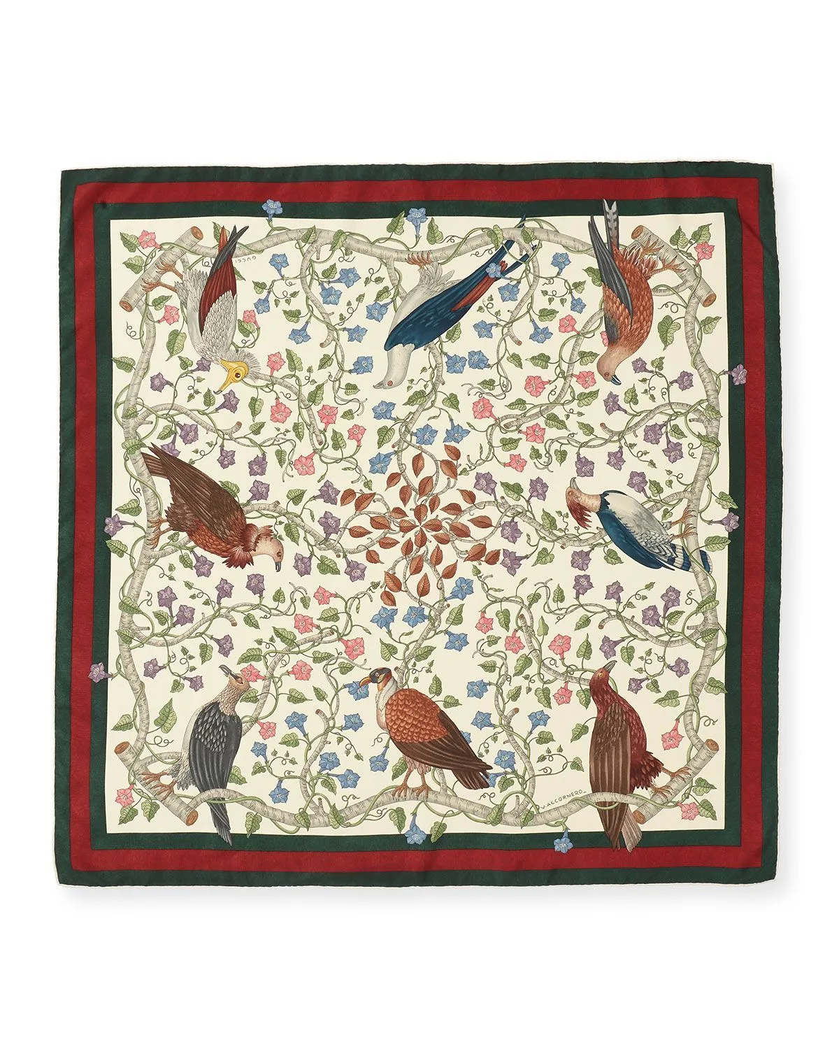 Gucci Floral Condo Crespo Pocket Square in White