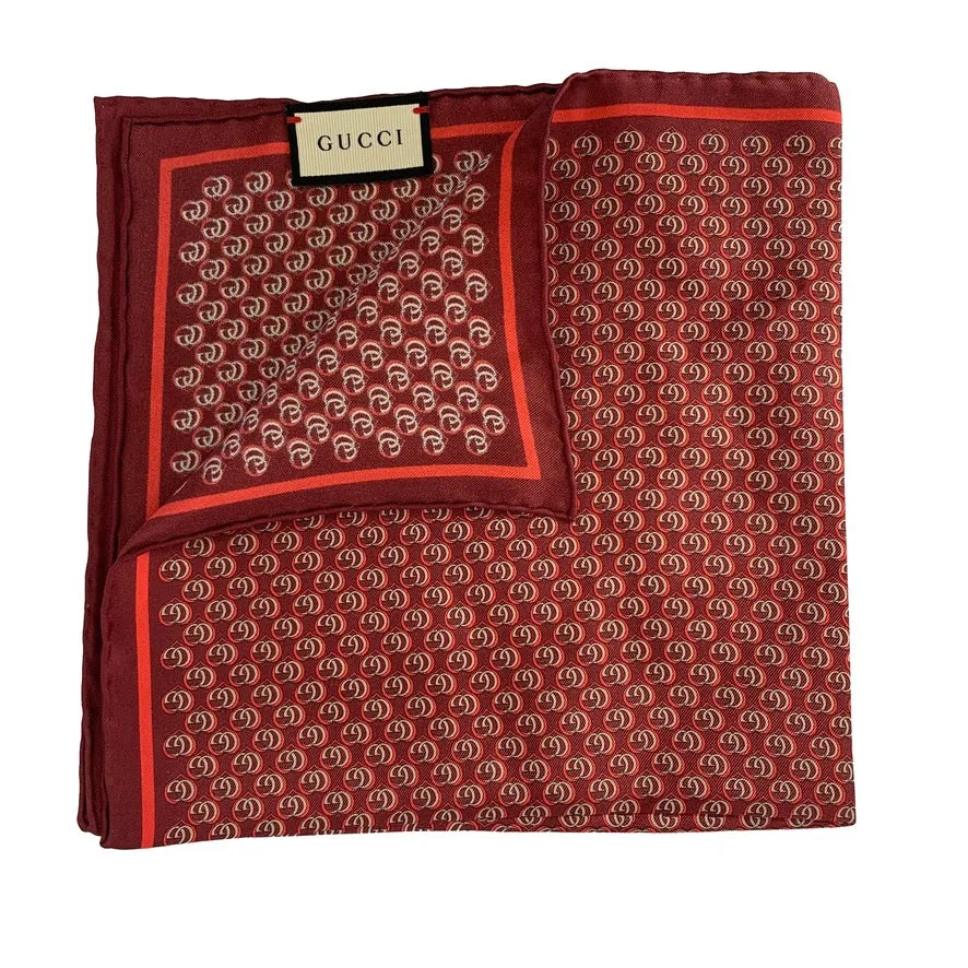 Gucci GG Monogram Hearts Pocket Square in Red