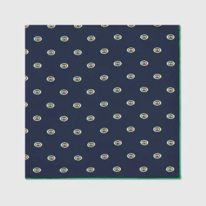 Gucci Interlocking GG Print Pocket Square in Midnight Blue