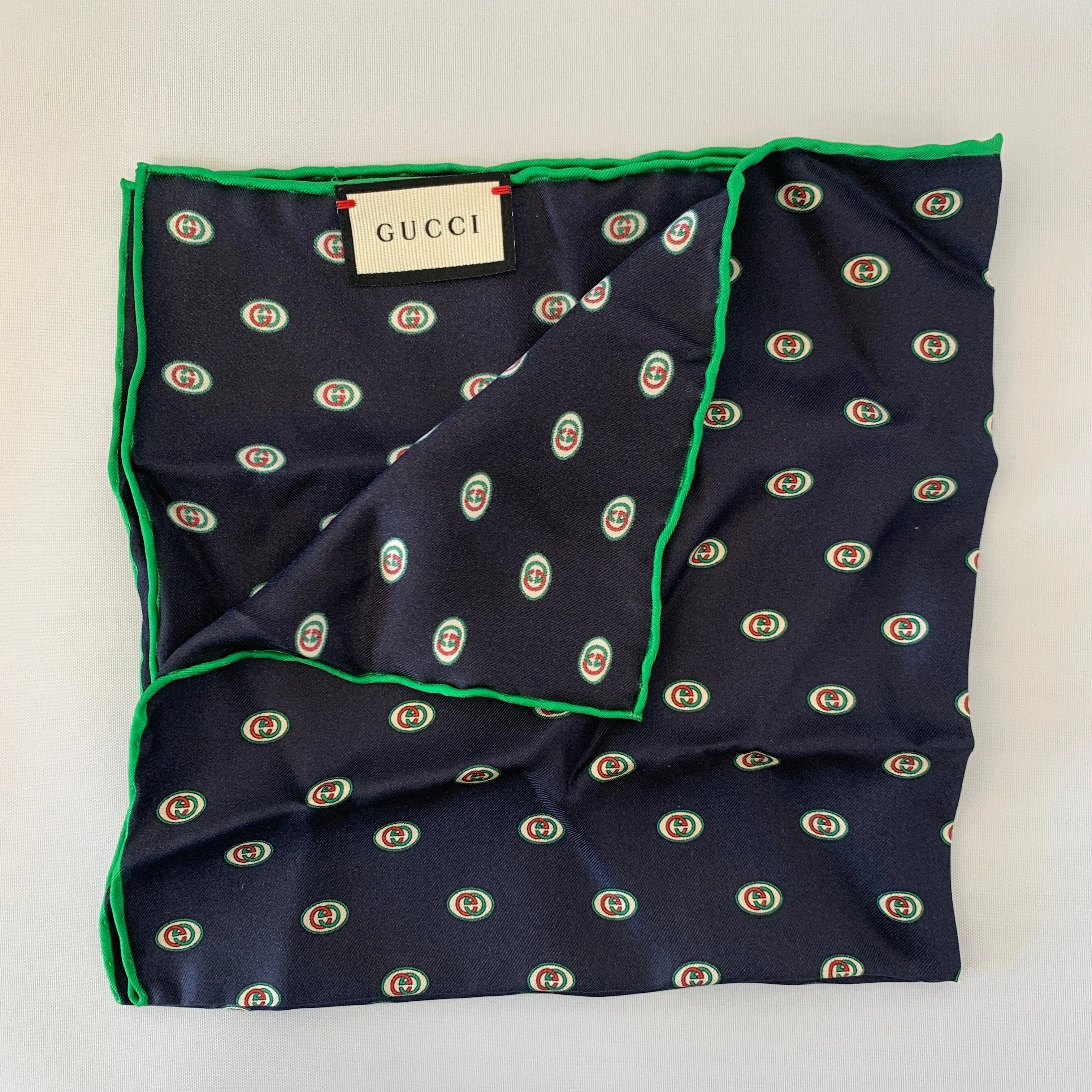 Gucci Interlocking GG Print Pocket Square in Midnight Blue