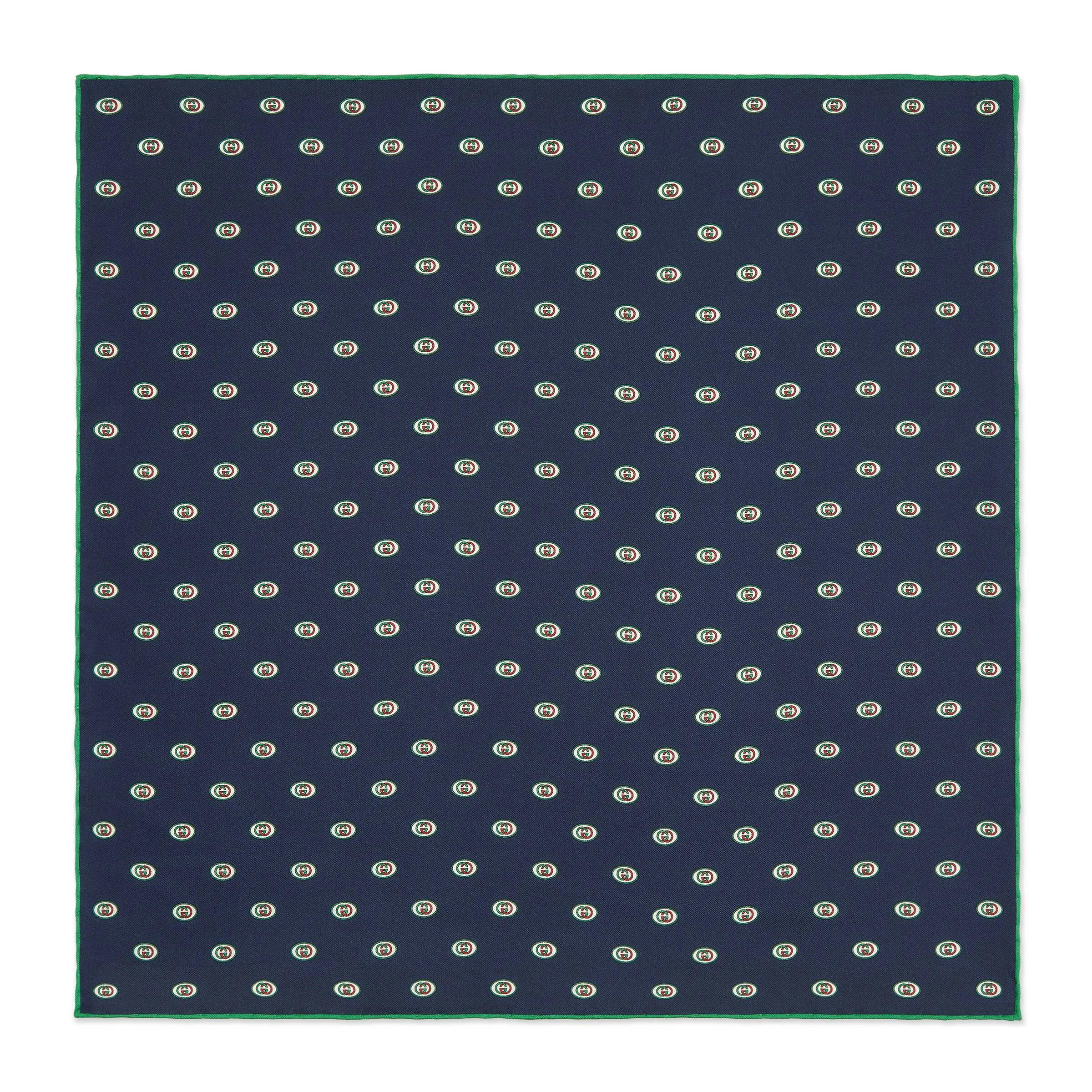 Gucci Interlocking GG Print Pocket Square in Midnight Blue