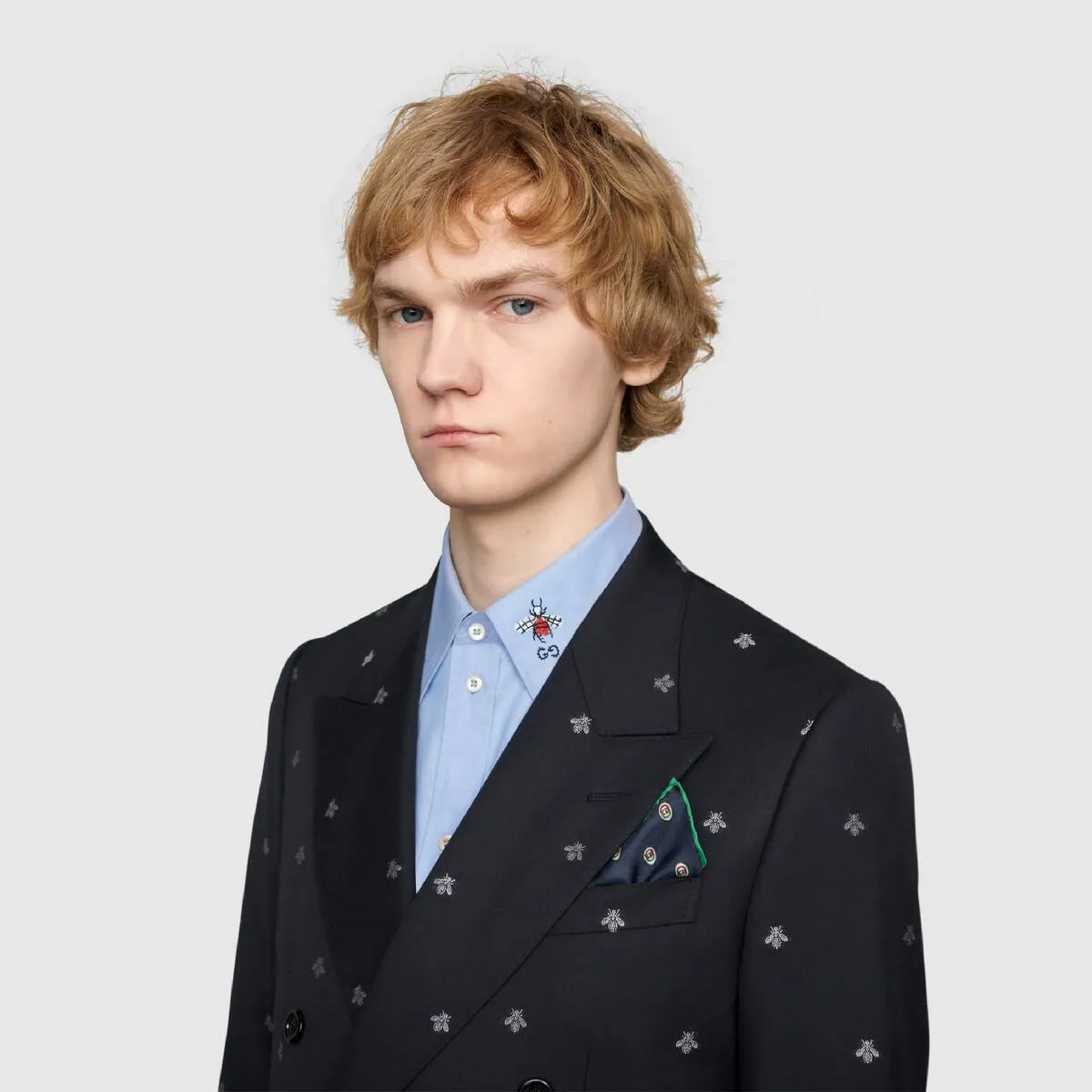 Gucci Interlocking GG Print Pocket Square in Midnight Blue