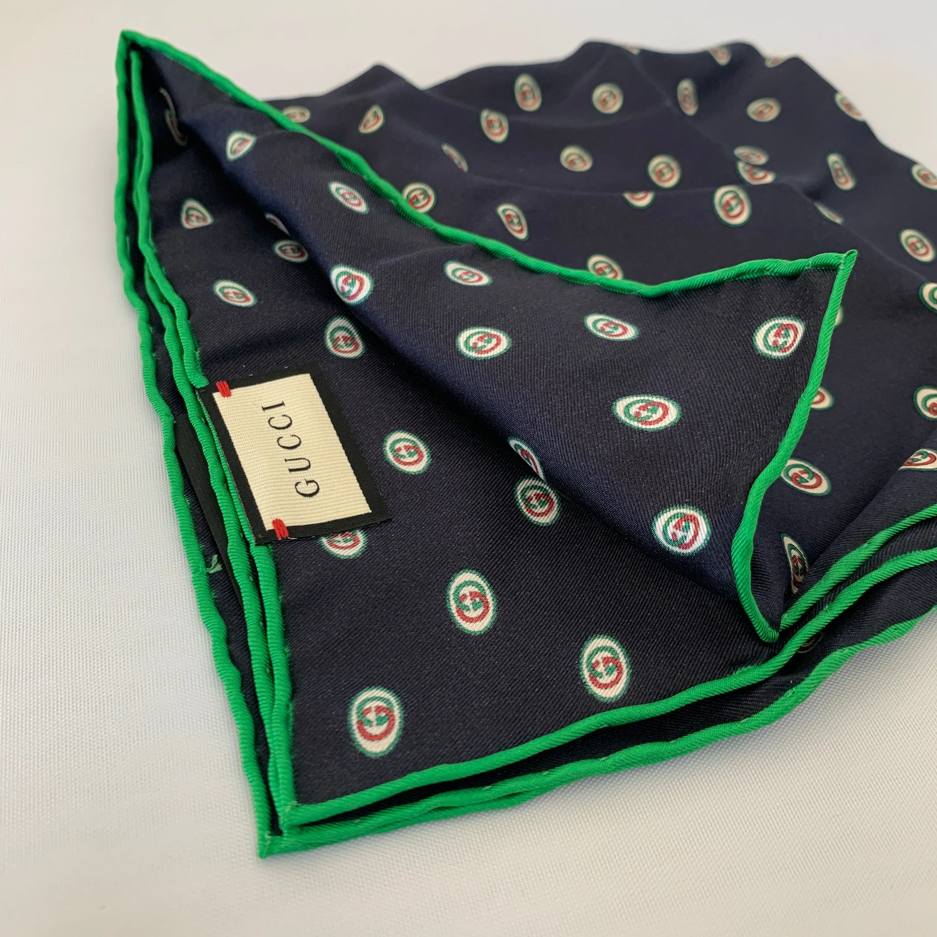 Gucci Interlocking GG Print Pocket Square in Midnight Blue