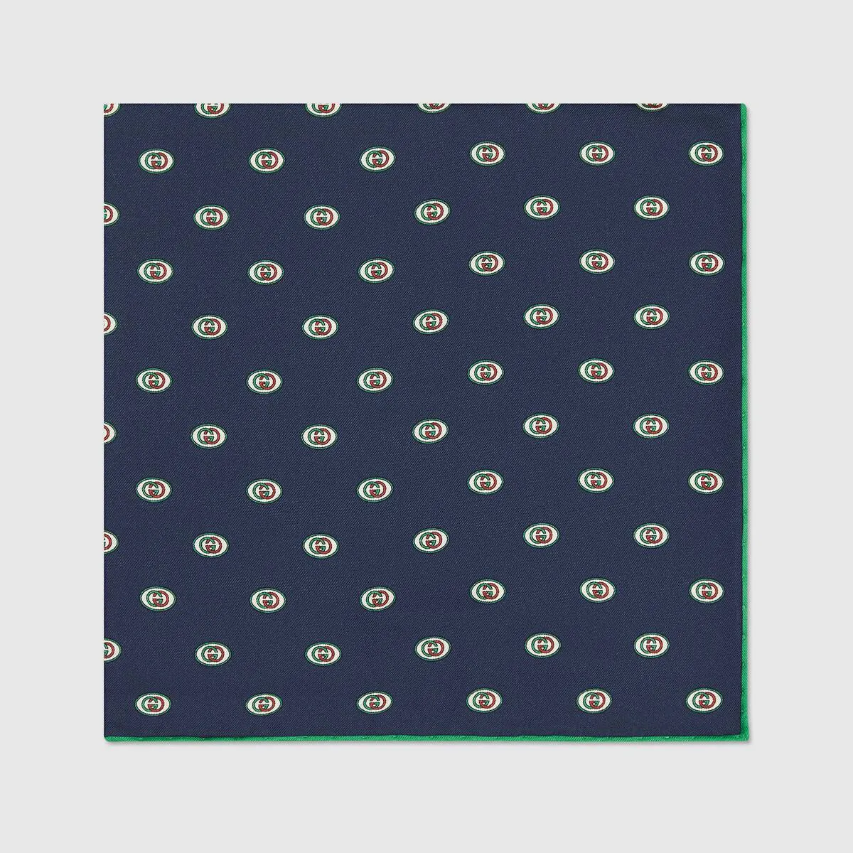 Gucci Interlocking GG Print Pocket Square in Midnight Blue