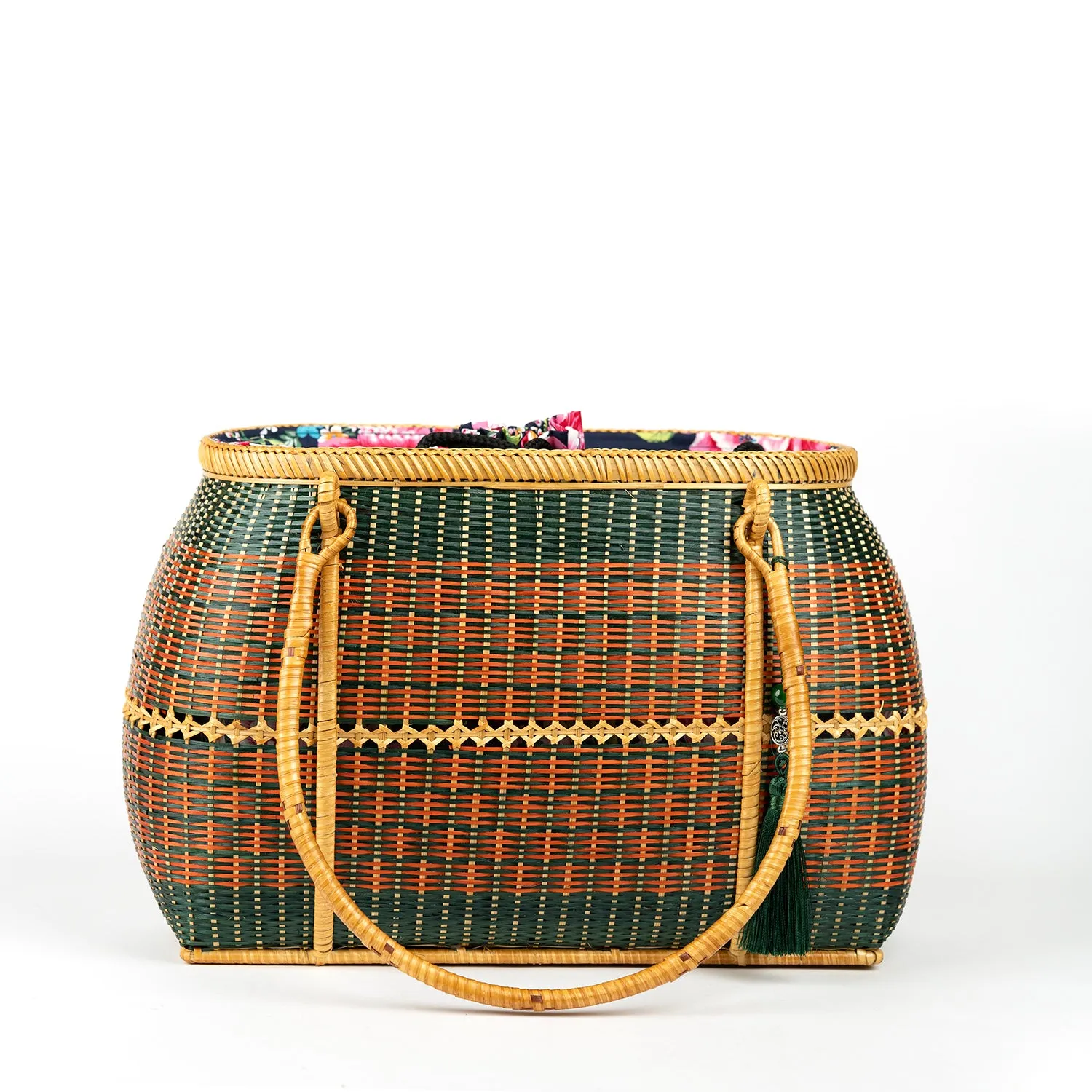 Hand-woven Bamboo Bag | Infinity Weave (Green)