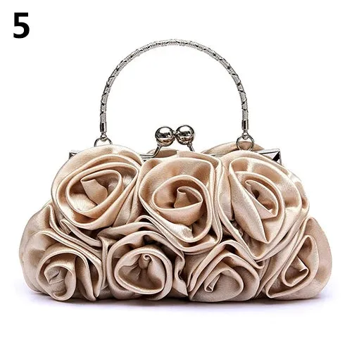 Handbag Women's Tote Bag Rose Flower Pattern Clutch Bags Evening Party Bridal Handbag bags for women bolsa feminina bolso mujer