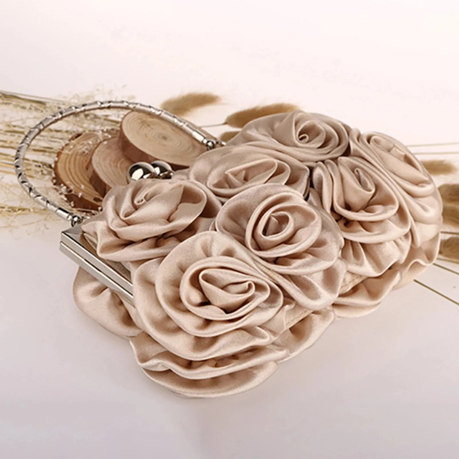 Handbag Women's Tote Bag Rose Flower Pattern Clutch Bags Evening Party Bridal Handbag bags for women bolsa feminina bolso mujer