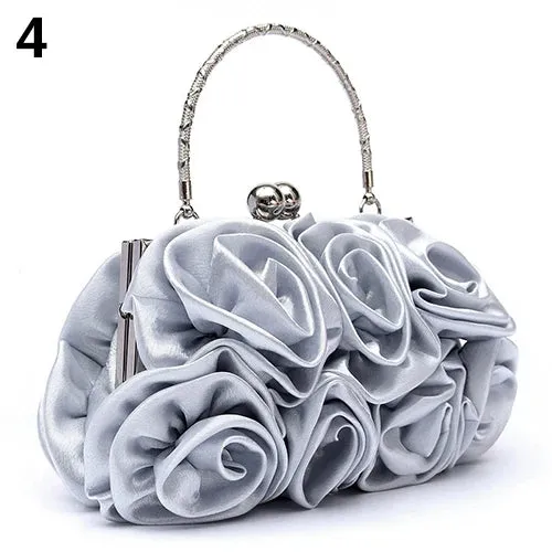 Handbag Women's Tote Bag Rose Flower Pattern Clutch Bags Evening Party Bridal Handbag bags for women bolsa feminina bolso mujer