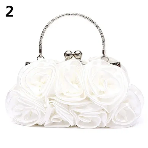 Handbag Women's Tote Bag Rose Flower Pattern Clutch Bags Evening Party Bridal Handbag bags for women bolsa feminina bolso mujer