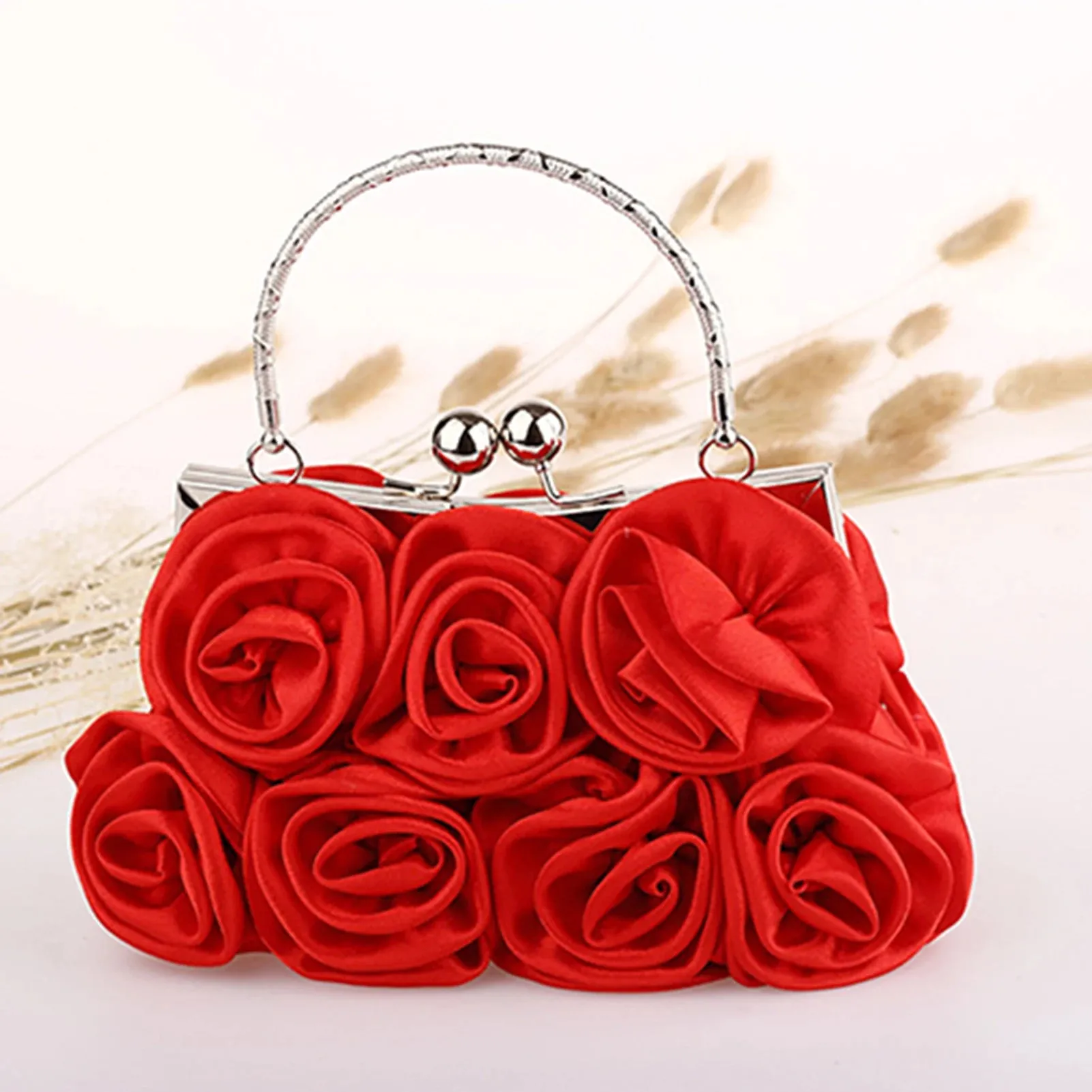 Handbag Women's Tote Bag Rose Flower Pattern Clutch Bags Evening Party Bridal Handbag bags for women bolsa feminina bolso mujer