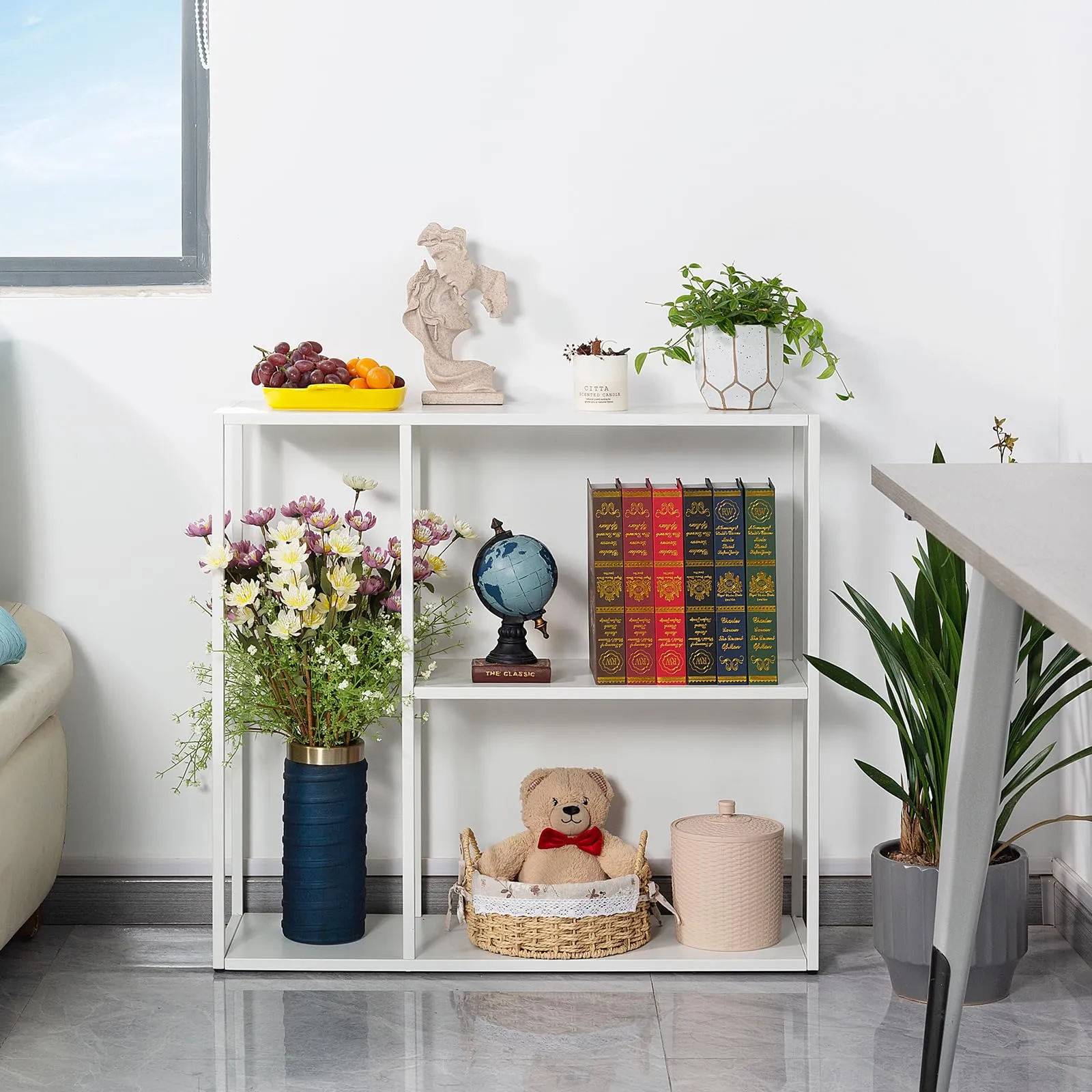 HDANI Console Table, Narrow Entryway Table, 3 Tier Metal Hallway Table, 9.8''Dx31.5''Wx29.7''H(White)