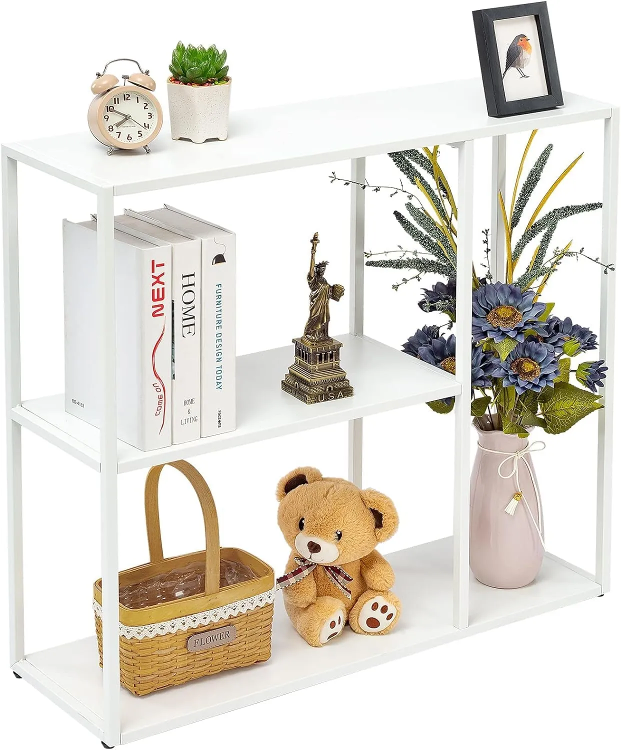 HDANI Console Table, Narrow Entryway Table, 3 Tier Metal Hallway Table, 9.8''Dx31.5''Wx29.7''H(White)