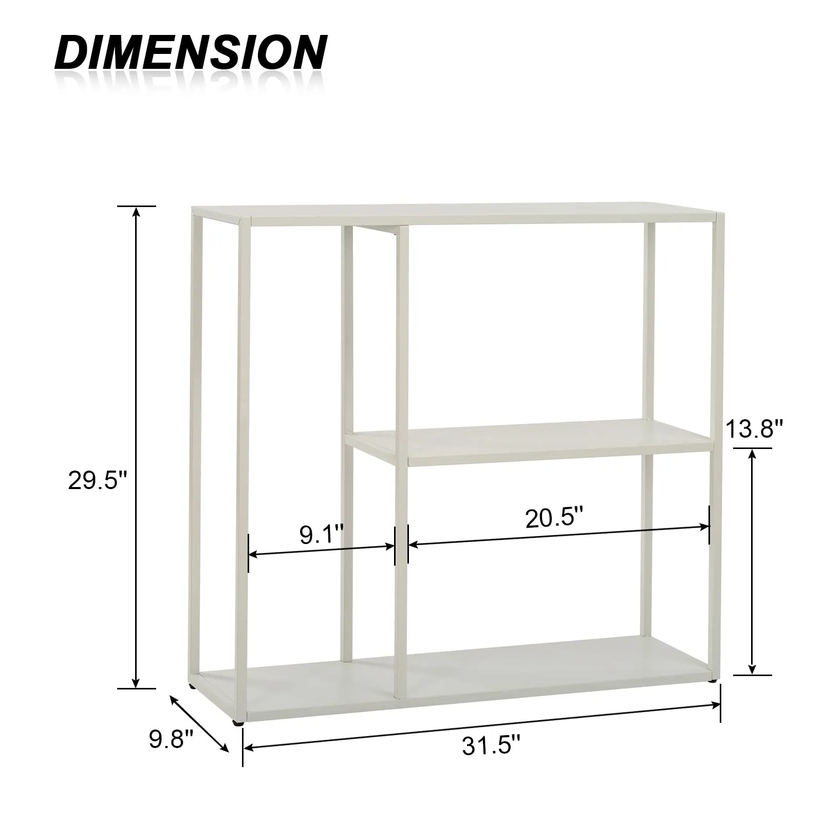 HDANI Console Table, Narrow Entryway Table, 3 Tier Metal Hallway Table, 9.8''Dx31.5''Wx29.7''H(White)