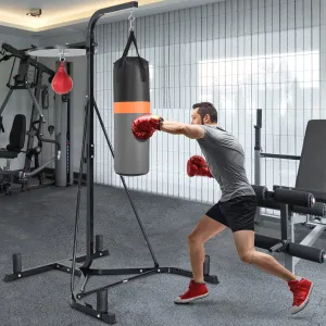 Heavy Bag Stand, Heavy Duty Sandbag Rack with Heavy Bag & Adjustable Speed Bag