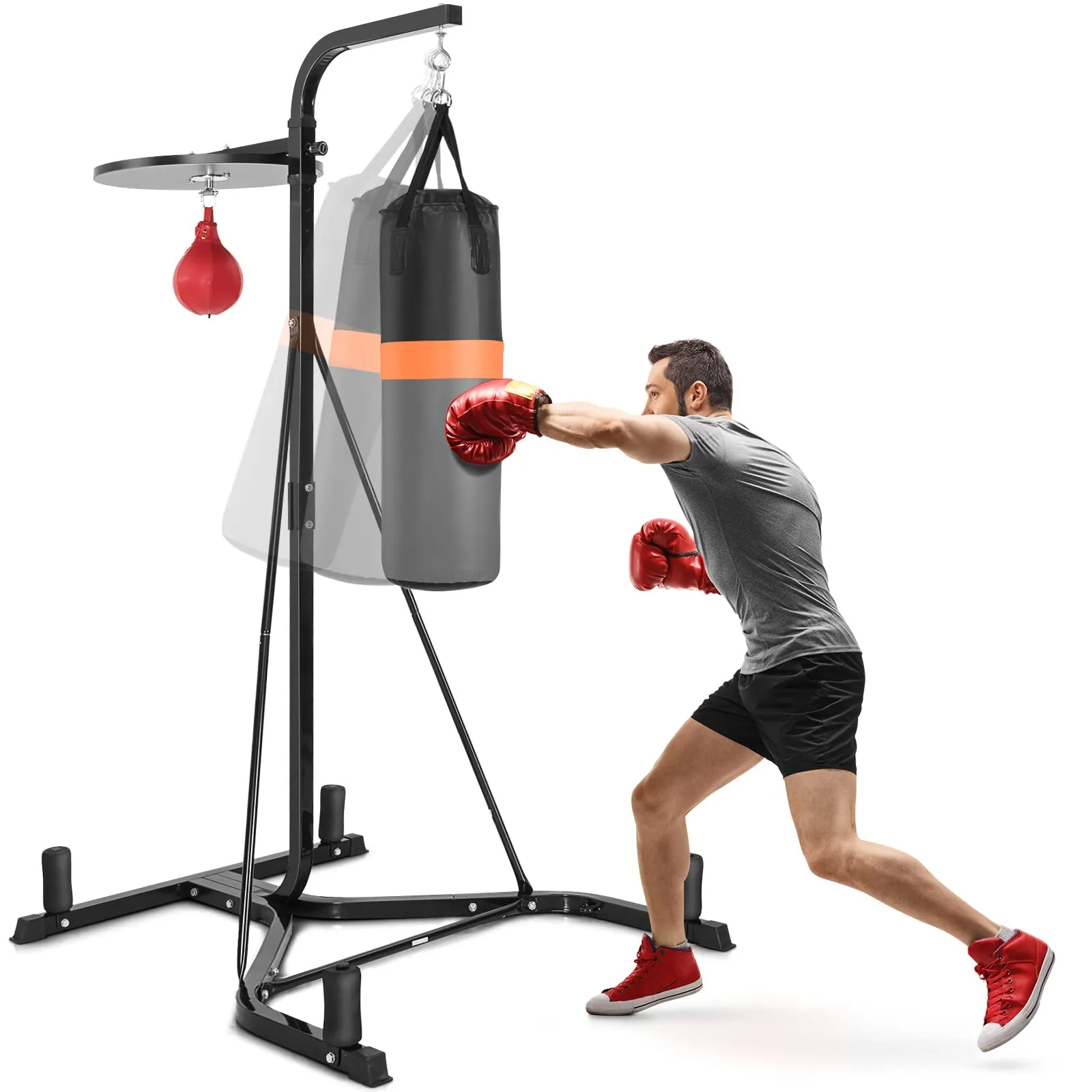 Heavy Bag Stand, Heavy Duty Sandbag Rack with Heavy Bag & Adjustable Speed Bag
