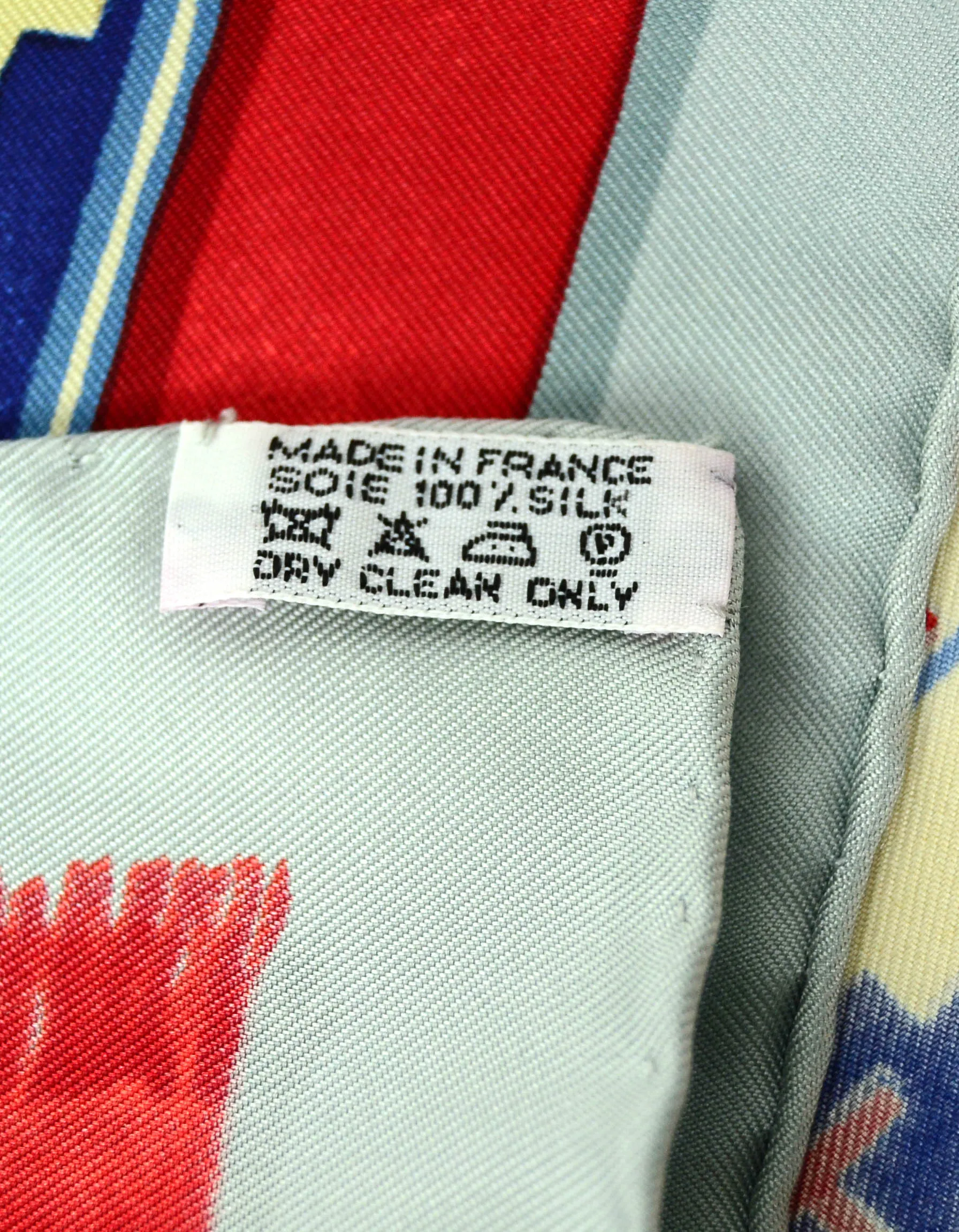 Hermes Blue & Red Gaucho 45cm Silk Pocket Square Scarf