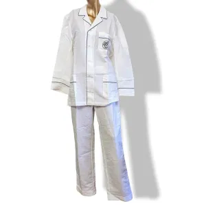 Hermes Men's Blanc/Marine Linen and Cotton Pajamas with Belt Sz48, BNWT!