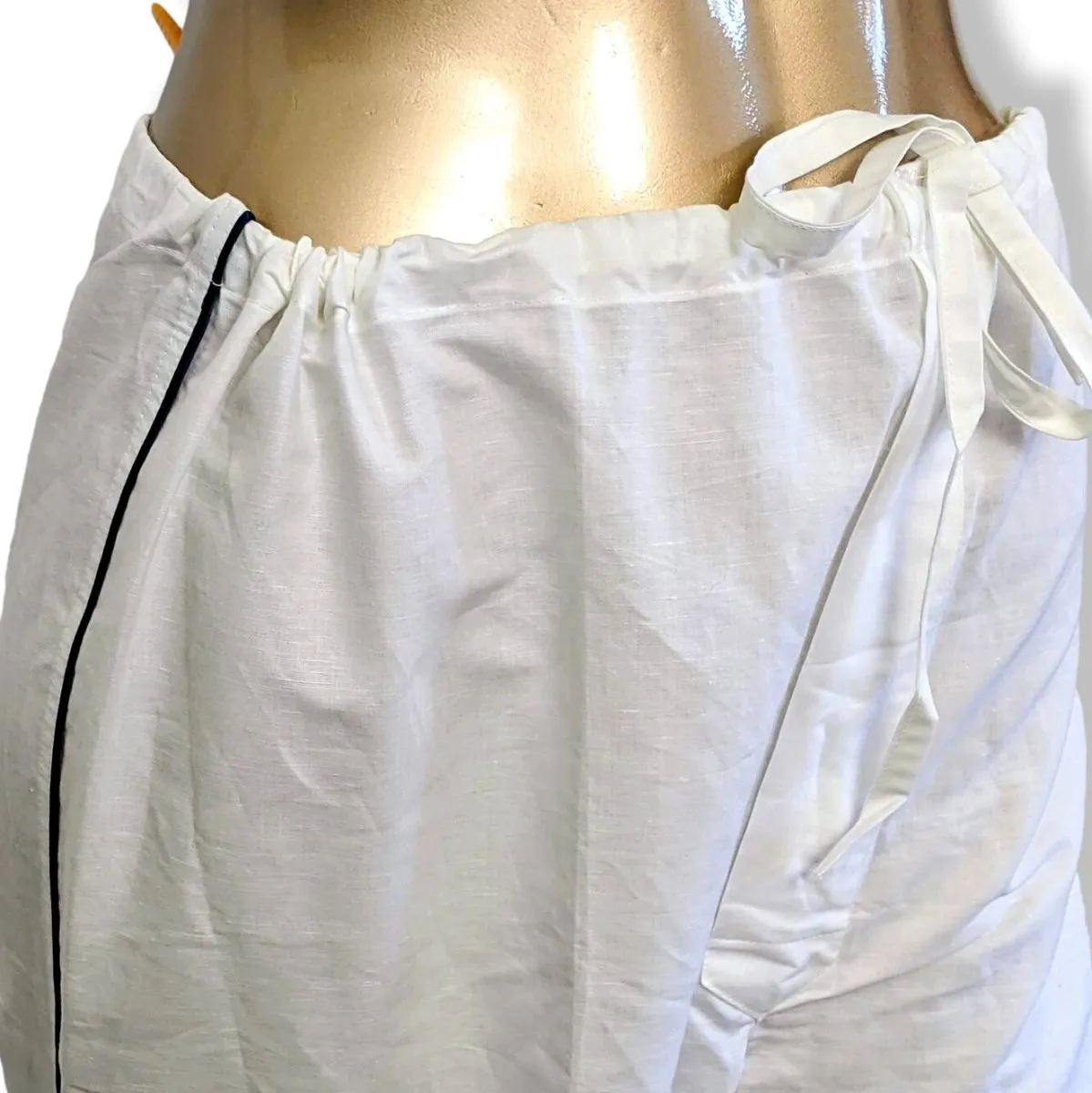 Hermes Men's Blanc/Marine Linen and Cotton Pajamas with Belt Sz48, BNWT!