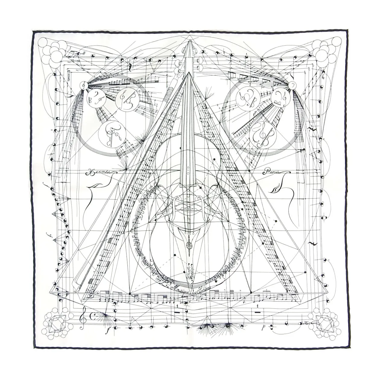 Hermes Silk Score Pocket Square