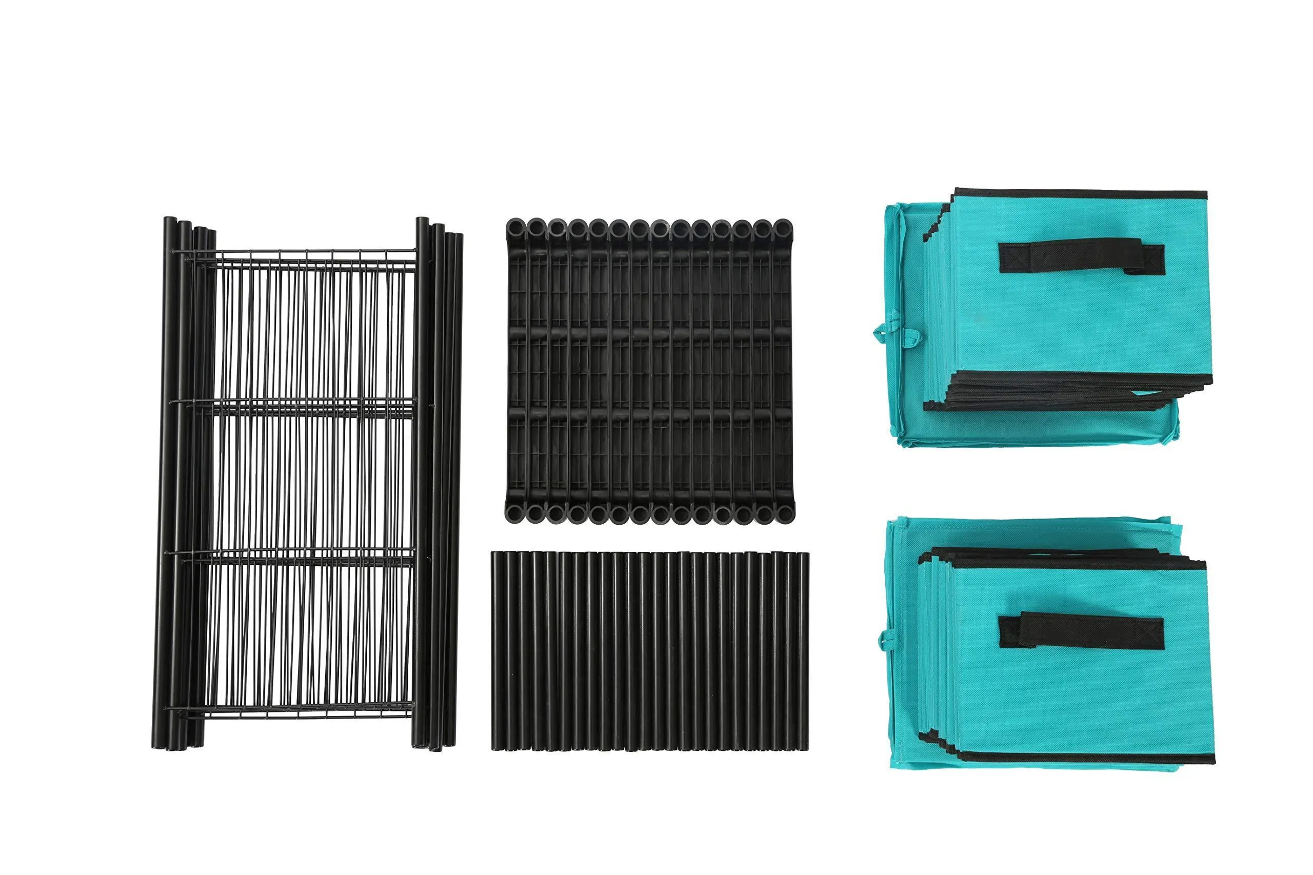 Homebi Storage Chest Shelf Unit 12-Drawer Storage Cabinet with 6-Tier Metal Wire Shelf and 12 Removable Non-woven Fabric Bins in Turquoise,20.67"W x 12"D x49.21"H