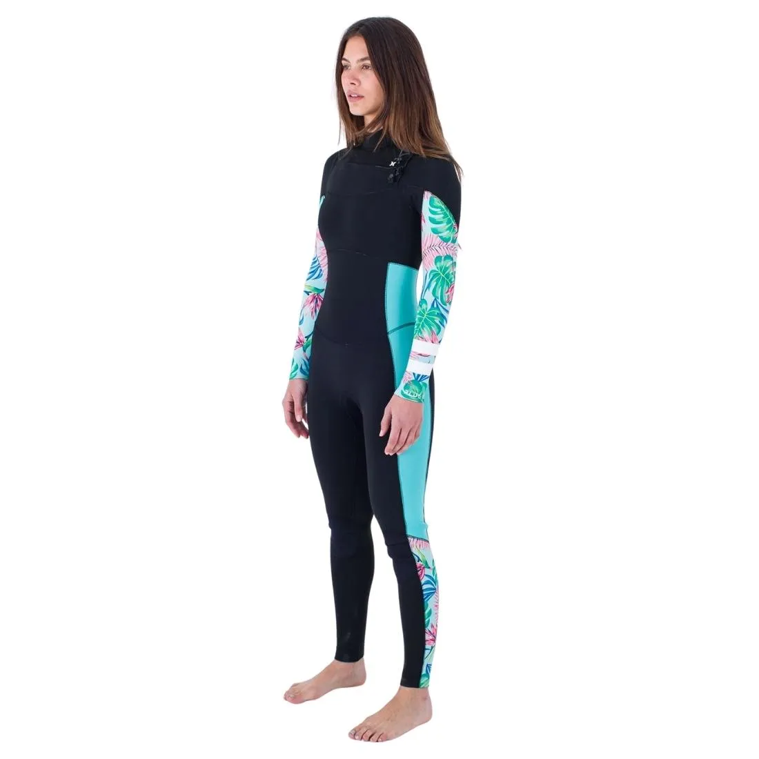 Hurley Womens Plus Printed 3/2mm Chest Zip Full Wetsuit - Java Tropical