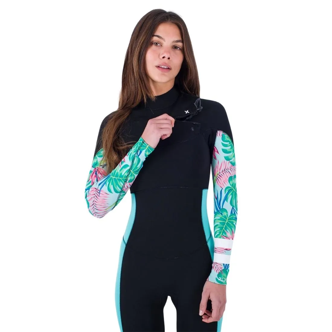 Hurley Womens Plus Printed 3/2mm Chest Zip Full Wetsuit - Java Tropical