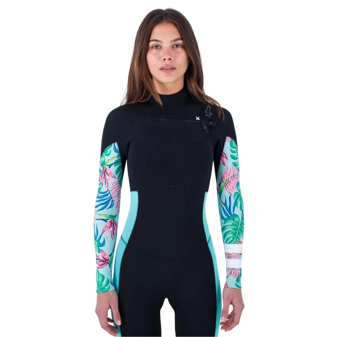 Hurley Womens Plus Printed 3/2mm Chest Zip Full Wetsuit - Java Tropical